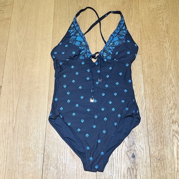 SEAFOLLY  SUNFLOWER BLUE V NECK SWIMSUIT - Picture 10 of 13